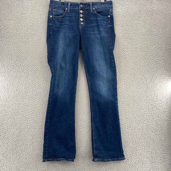 Silver Jeans Womens 30 Suki Slim Boot Blue Dark Wash Denim Button Fly Stretch - Picture 1 of 12
